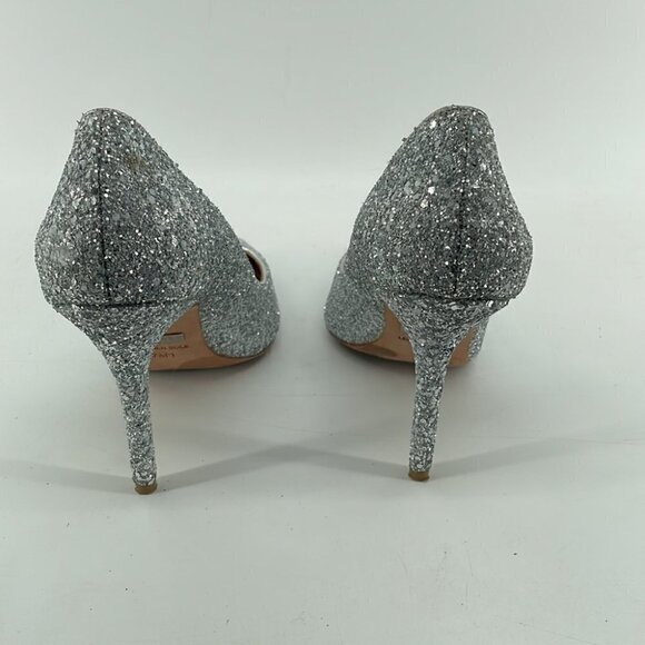 BADGLEY Mischka glitter sparkly silver pump high heel New Years Christmas party - Picture 9 of 16